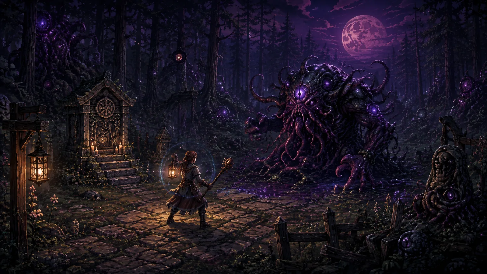 Tentacled forest silhouette used as the enemies hub cover